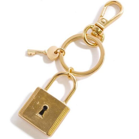 Natural Howlite Lock & Key Keychain Bag Charm - Picture 2 of 3